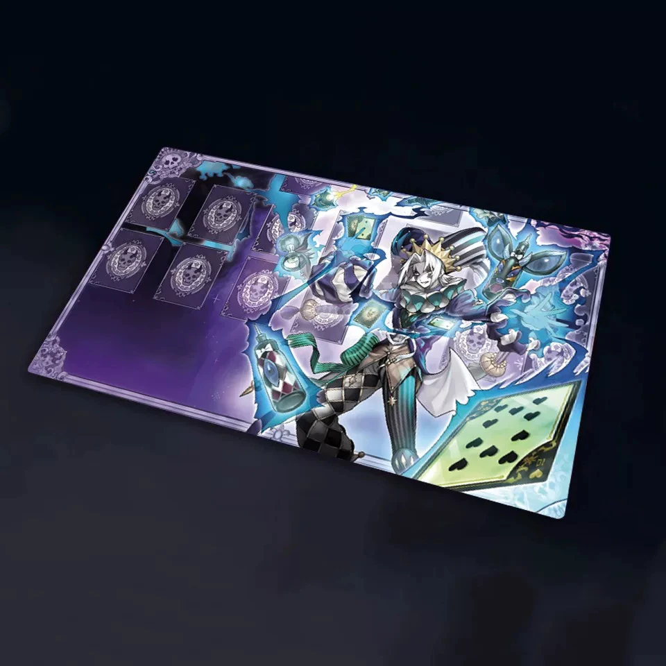 600x350mm Yu-Gi-Oh！diy Flash Surface Fabric Clown Crew Finale Playmat Summer Challenger Cup Rubber Board Game Card Mat Toy Gift