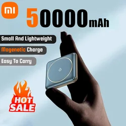 Xiaomi 50000mAh Mini magnetyczna bezprzewodowa ładowarka Power Bank Szybkie ładowanie Cienka bateria zewnętrzna do iPhone Huawei Samsung Xiaomi