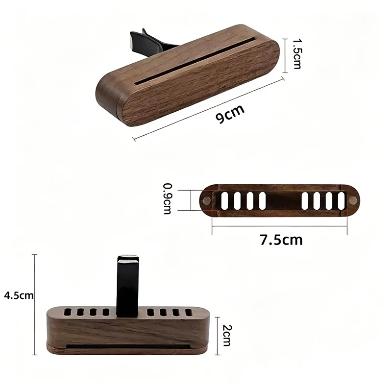 Auto Air Outlet Perfume Freshener Car Aroma Diffuser Vent Clip Wood Essential Oil Aromatherapy Holder with Fiber Diffuser Sticks