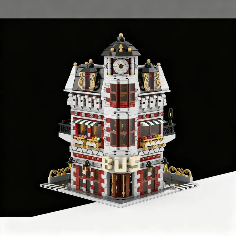 3675pcs MOC MOC 59 Bus Terminal Coffee Shop Model Building Blocks Construction DIY Idea Education Brick Kids Christmas Gifts Toy