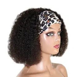 Afro Kinky Curly Cabelo Humano Headband Perucas para Mulheres, Peruca Indiana Raw Glueless, Pronto para Vestir, Cor Natural, 12-32 