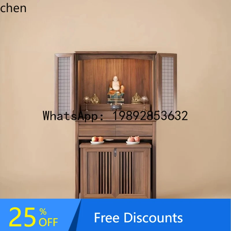 H3-31 Buddhist Shrine Offering Altar Integrated Guanyin Bodhisattva Standing Cabinet With Door God Of Wealth Buddhist Cabinet