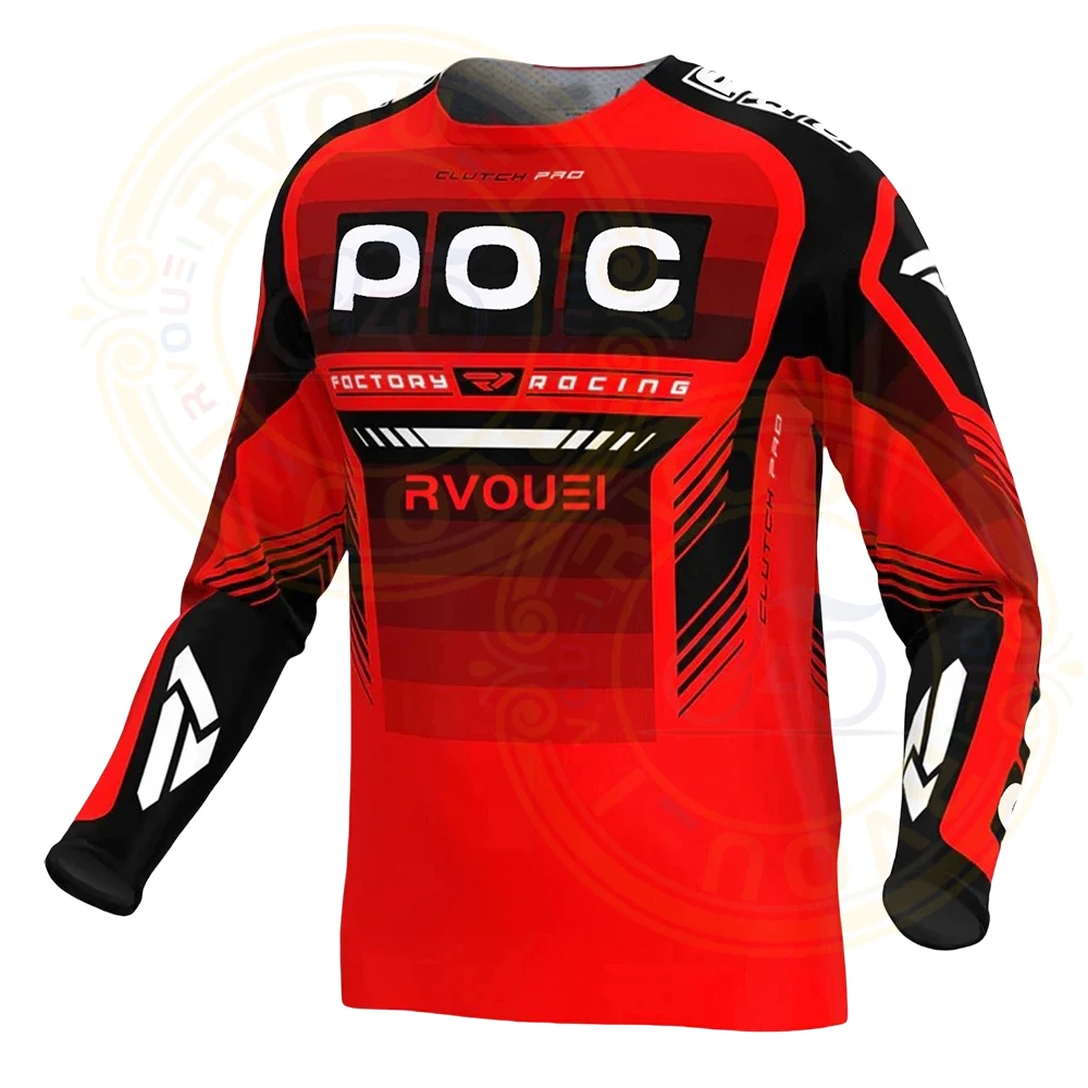 RVOUEI POC Cycling Motocross Jersey Downhil Mountain Bike DH Shirt MX Motorcycle Clothing for Boys MTB Short T-Shirt mtb jersey