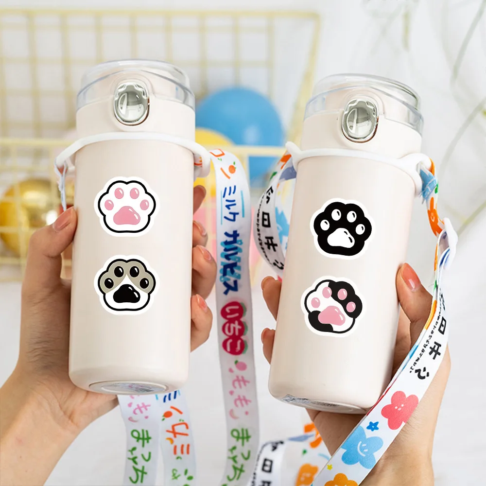 500 قطعة ملصقات لفة لطيف القط أقدام الزخرفية صائق الحرف سجل القصاصات الغيتار زجاجة ماء هدية التعبئة والتغليف ملصقات الهدايا