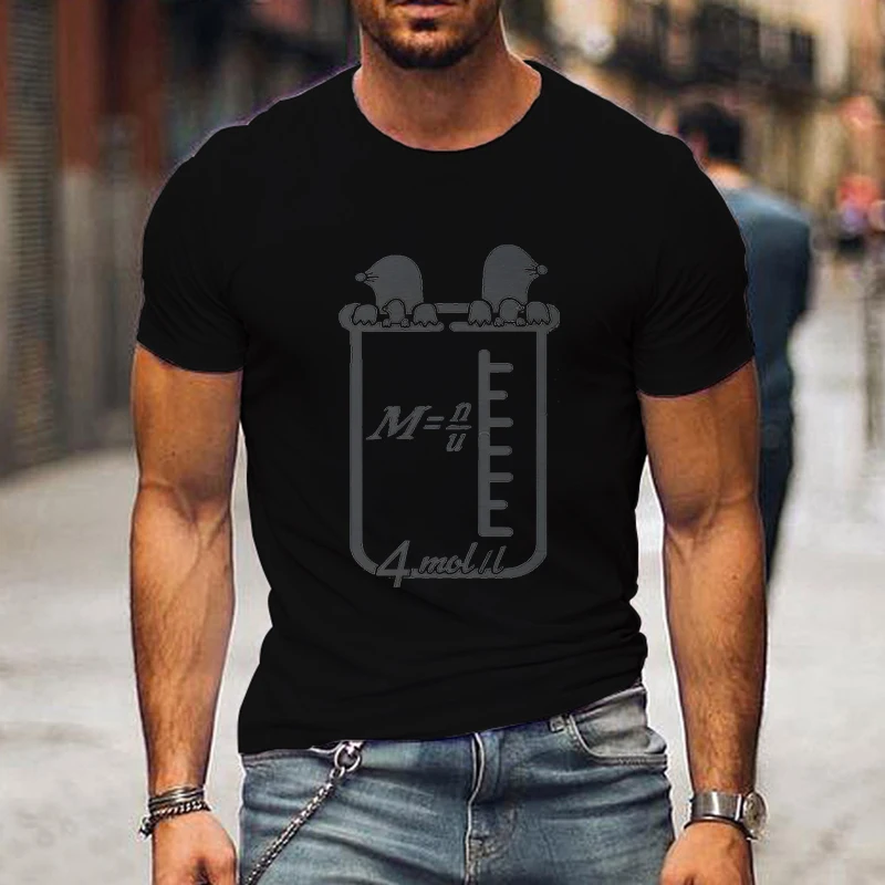 Mens Moles Per Litre Chemistry Science Funny Joke Unisex T-Shirts Glowing Graphic T Shirts Fashion Casual Luminous Street Tees