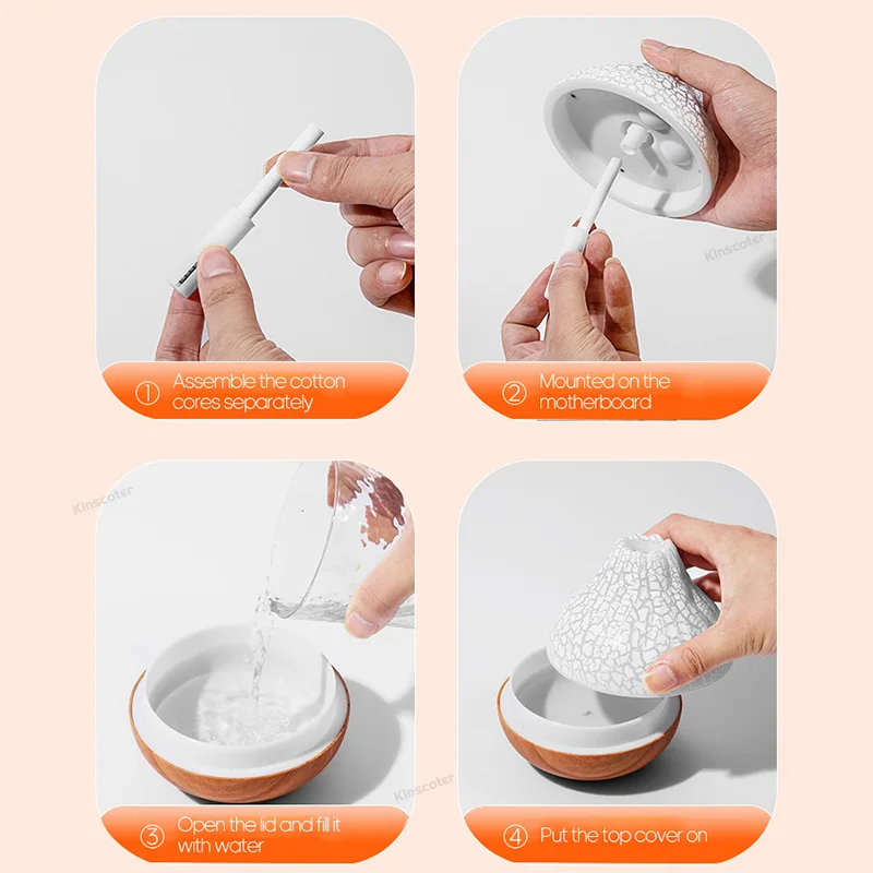 Volcano Air Humidifier with 7-Color Night Light - USB-Powered Desktop Mist Diffuser and Air Freshener