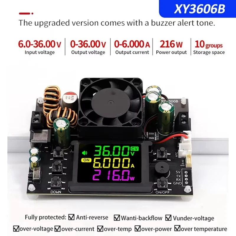 XY3606B 216W Adjustable Voltage Regulator Power Supply+K485X DC Buck Boost Converter Voltage/Current Step-Down Module