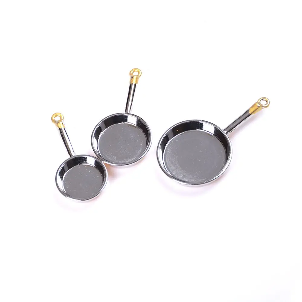 3 pçs/set mini casa de bonecas jogando frigideira modelo boneca acessórios simulação panela panelas em miniatura