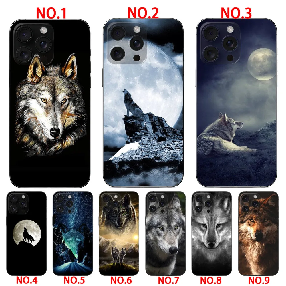Animal wolf Moon phone case  for iPhone 14 14 Plus 14 Pro 14 Pro Max 15 15 Plus