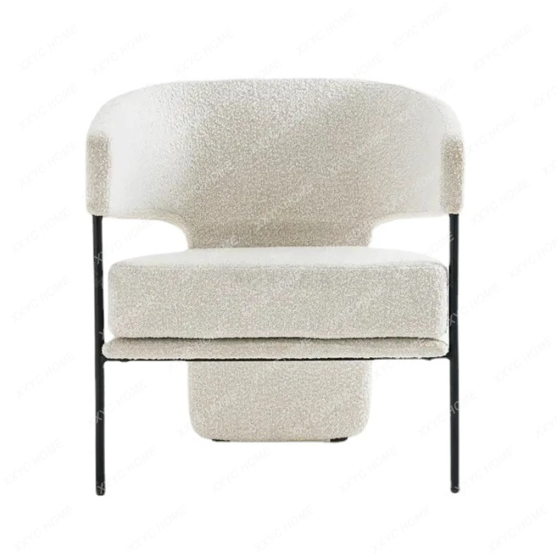 Light Luxury Dining Chair Small Apartment Home Armchair Chair Modern Simple Lambswool Leisure Chair