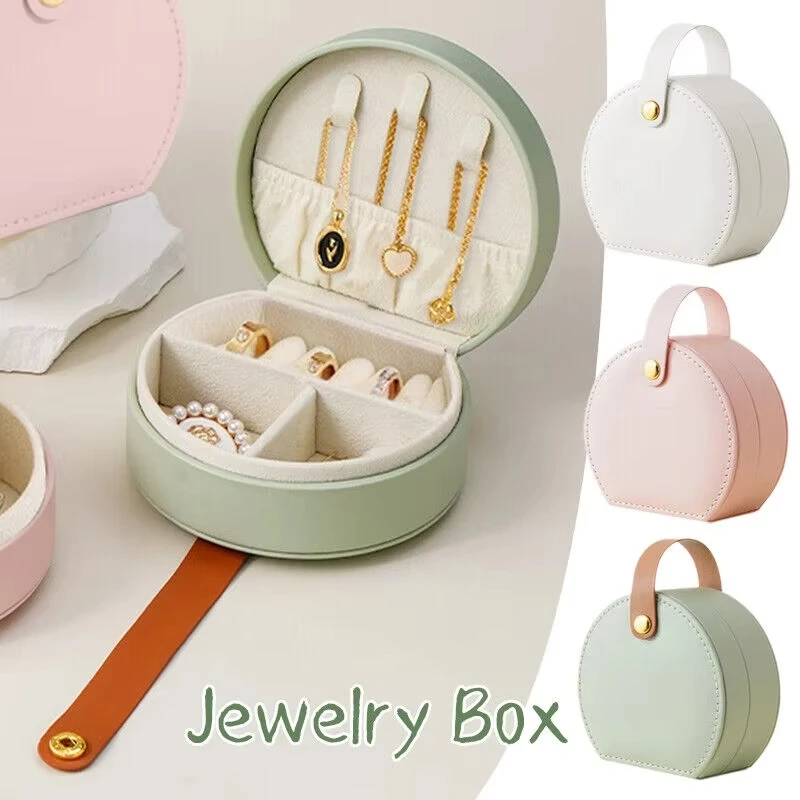 

Mini Jewelry Box Organizer Travel Portable Jewelry Storage Case Earrings Necklace Ring Display Boxes Handbag Leather Jewelry Box