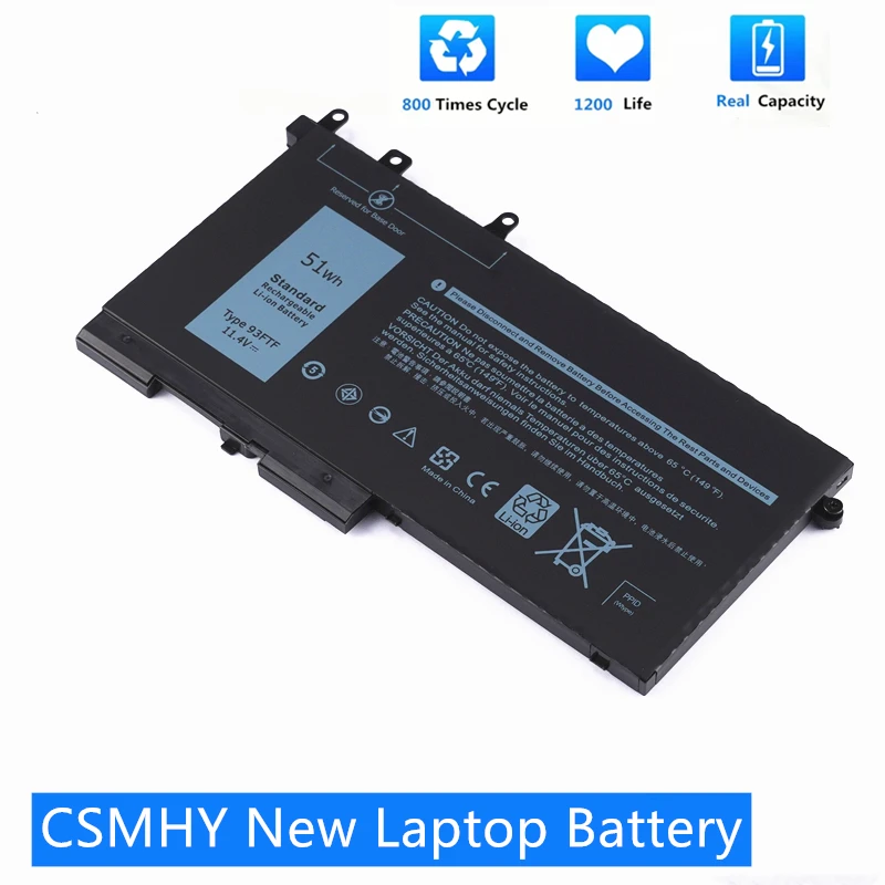

CSMHY New 93FTF 11.4V 51Wh Battery For Dell Latitude 5280 5480 5580 E5280 E5480 E5580 E5290 E5490 E5590 Series Laptops 83XPC