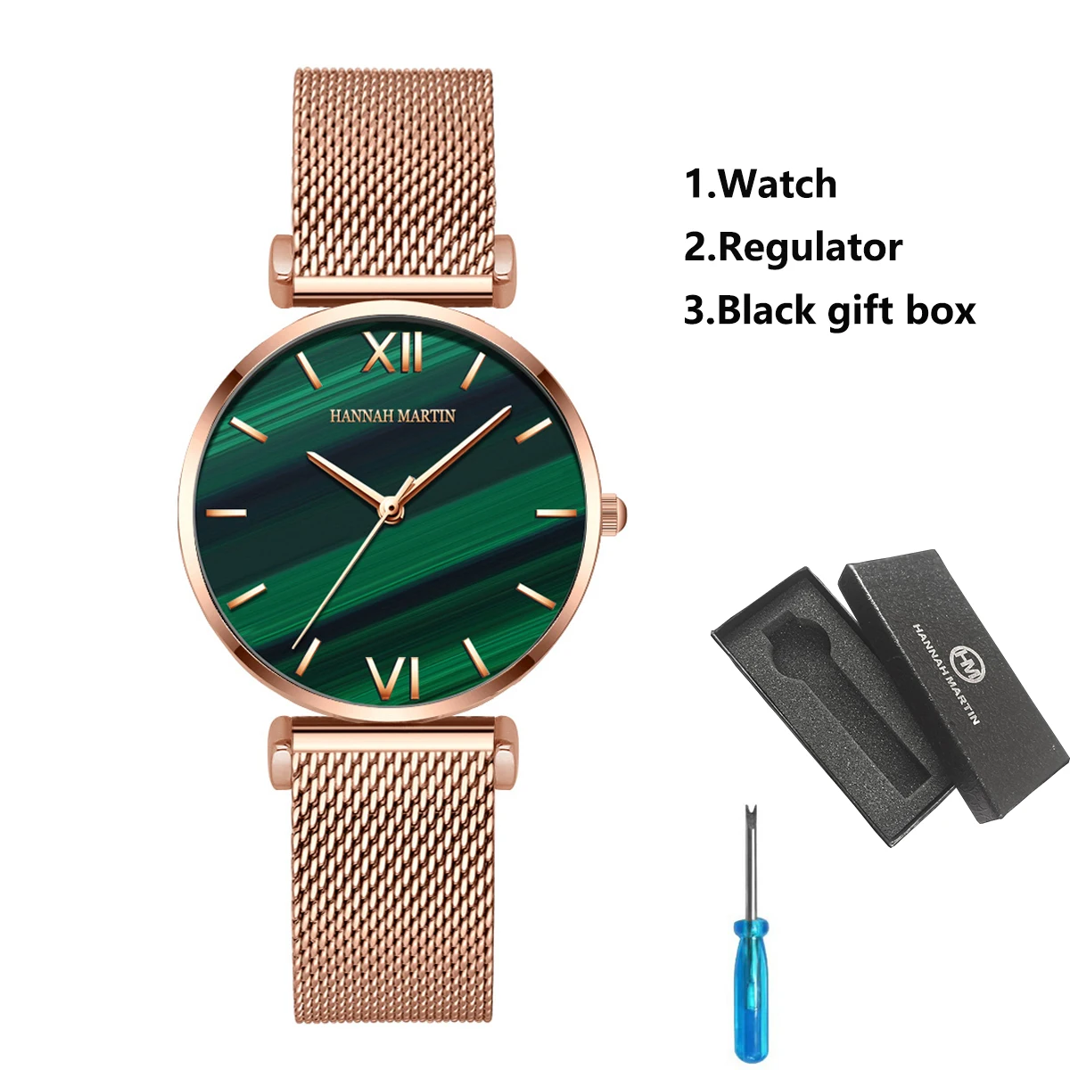Women Fashion Casual Watches Green Malachite Dial Ladies Japanese Quartz Wristwatch Stainless Steel Strap Waterproof Watches