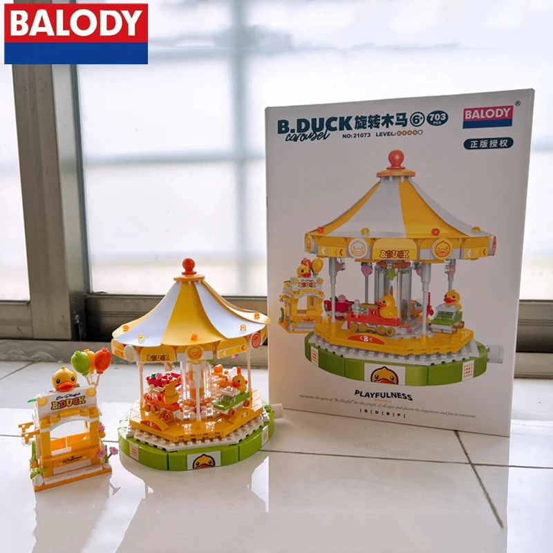 

Genuine BALODY B.Duck carousel building blocks Ferris wheel model small particle Kawaii children's toy ornaments birthday gift