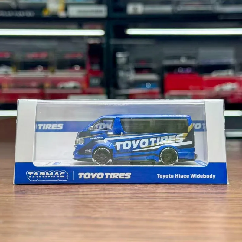 Tarmac funciona 1/64 hiace azul brinquedo pneus liga veículo a motor diecast modelos carro brinquedos coleção presentes de natal do menino