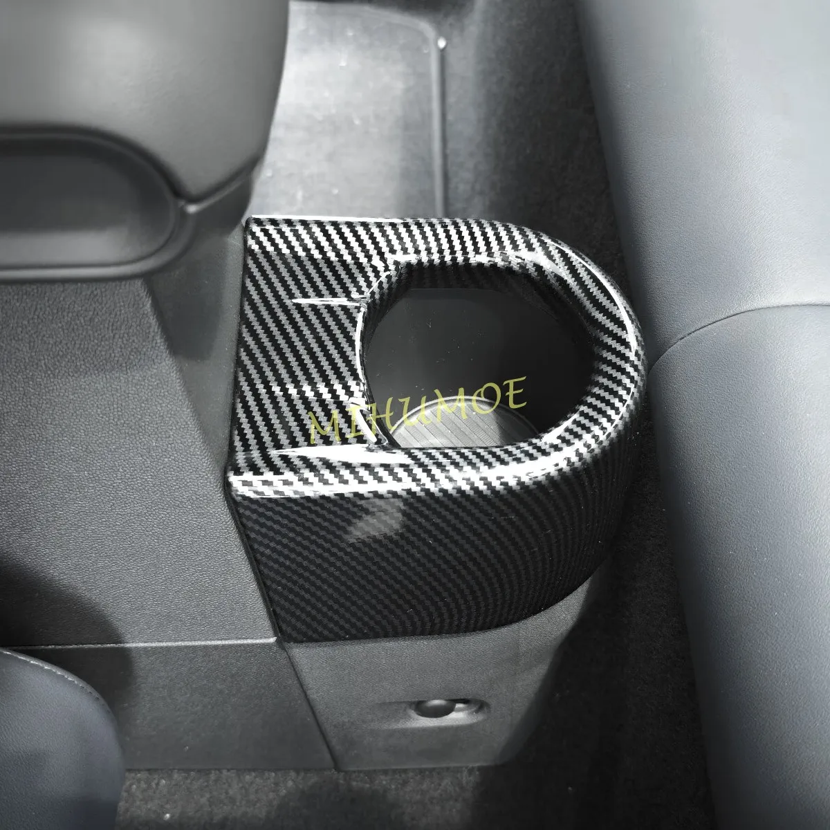 

For 2024 2025 2026 Mini Cooper C/S Hatch 5-door 3-door F65 F66 Carbon Fiber Rear Seat Cup Holder Cover Trims