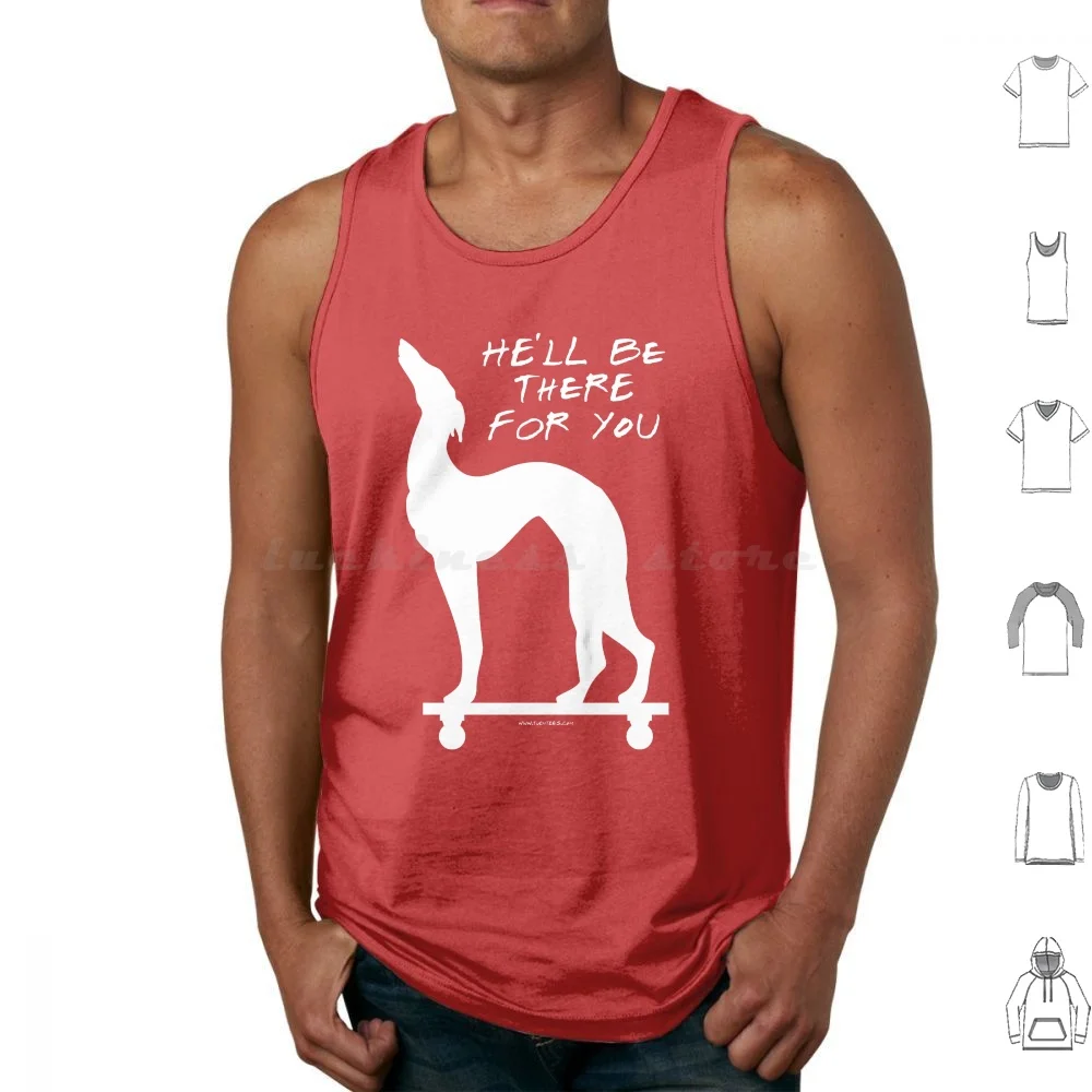 Pat The Dog Tank Tops Print Cotton Dog Estatue Friends Giant Greyhound Series Tv White