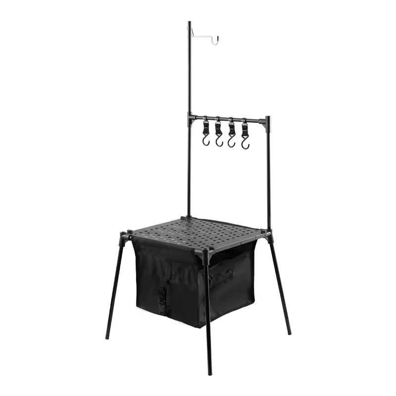 Outdoor Aluminum Alloy Portable Folding Table Self-driving Picnic Simple Dining Table Locker Shelf With Light Pole