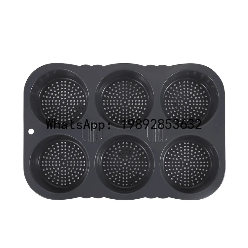 

PYJ Silicone Burger Mould 6 Hole French Bread Mould Easy Demoulding Kitchen Baking Tools