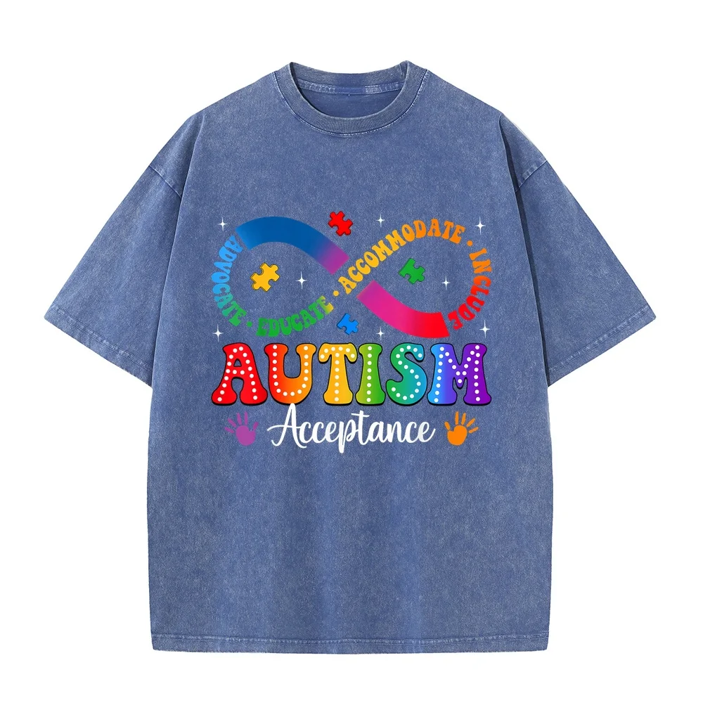 Autism Awareness Acceptance Shirt Infinity Symbol Men Women T-Shirt T Shirts Cotton 100% Футболка Humor Graphic Tee Summer Top