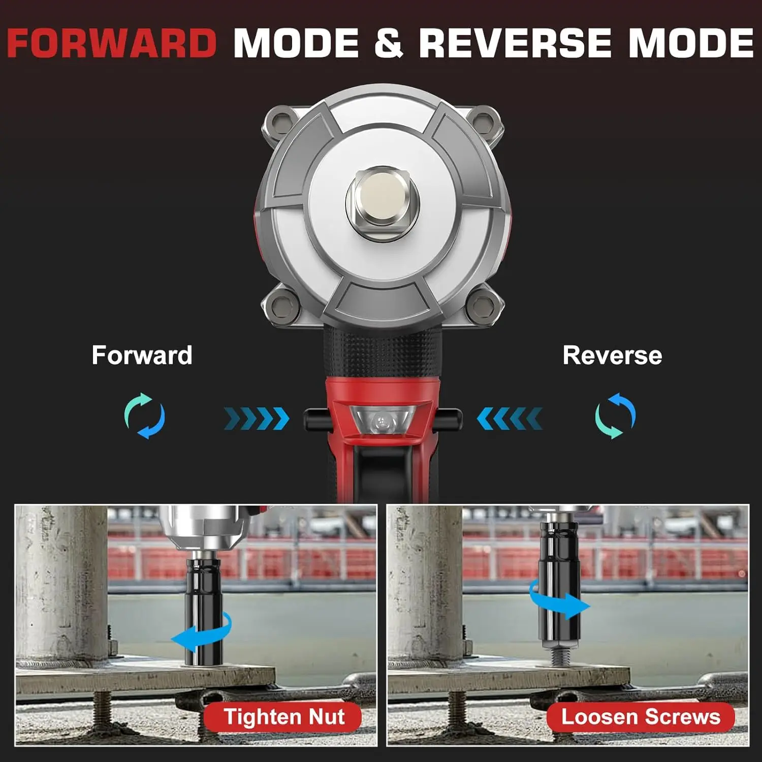 Chave de impacto sem fio 900Ft-lbs(1200N·m) - Chave de impacto sem escova de 1/2 polegada com bateria 2 * 4,0Ah - 21V 2600RPM Im de alto torque