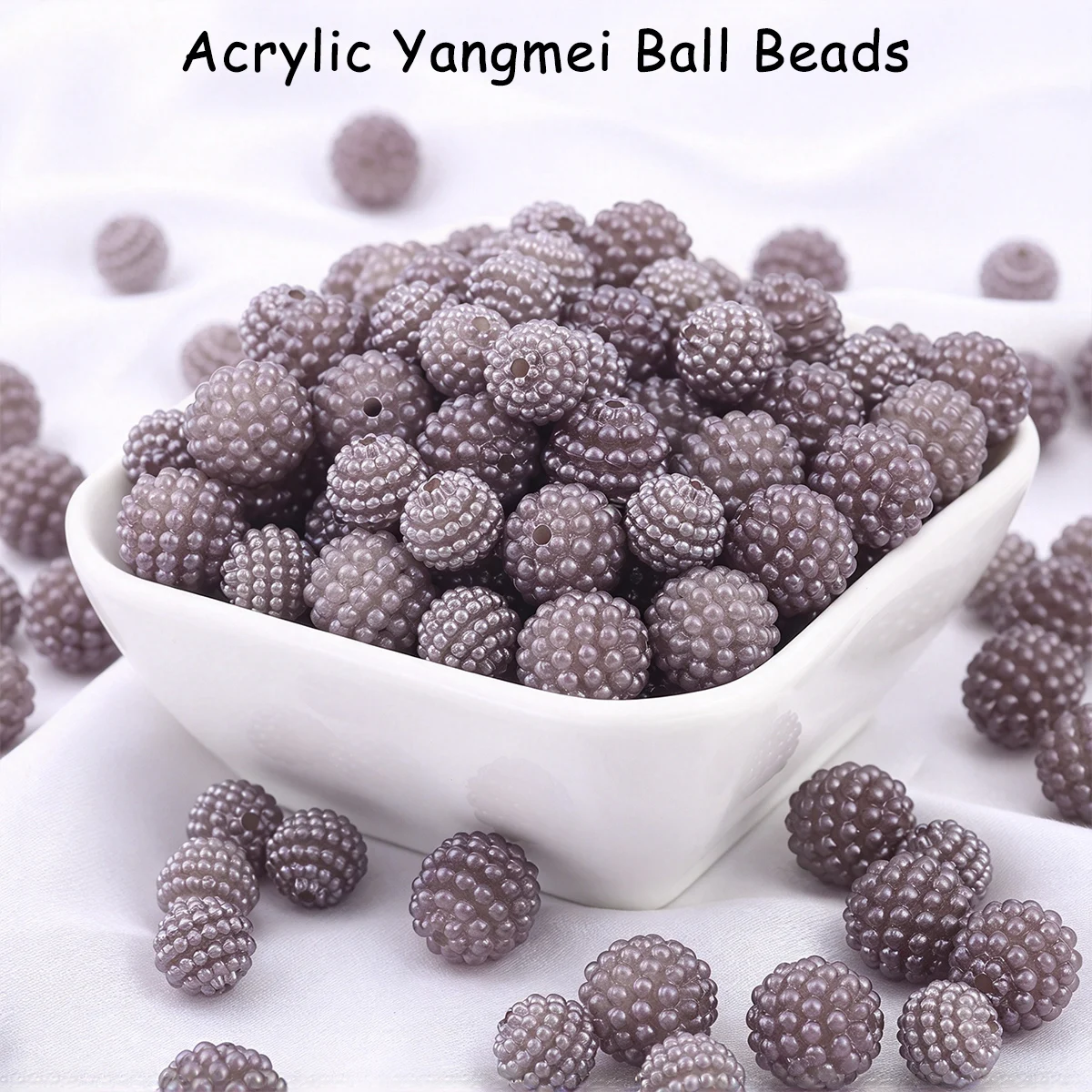 10/12mm 30/50Pcs Deep Purple Round Bayberry Acrylic Loose Beads for Jewelry Making Bracelet Necklace Keychain DIY Accessories