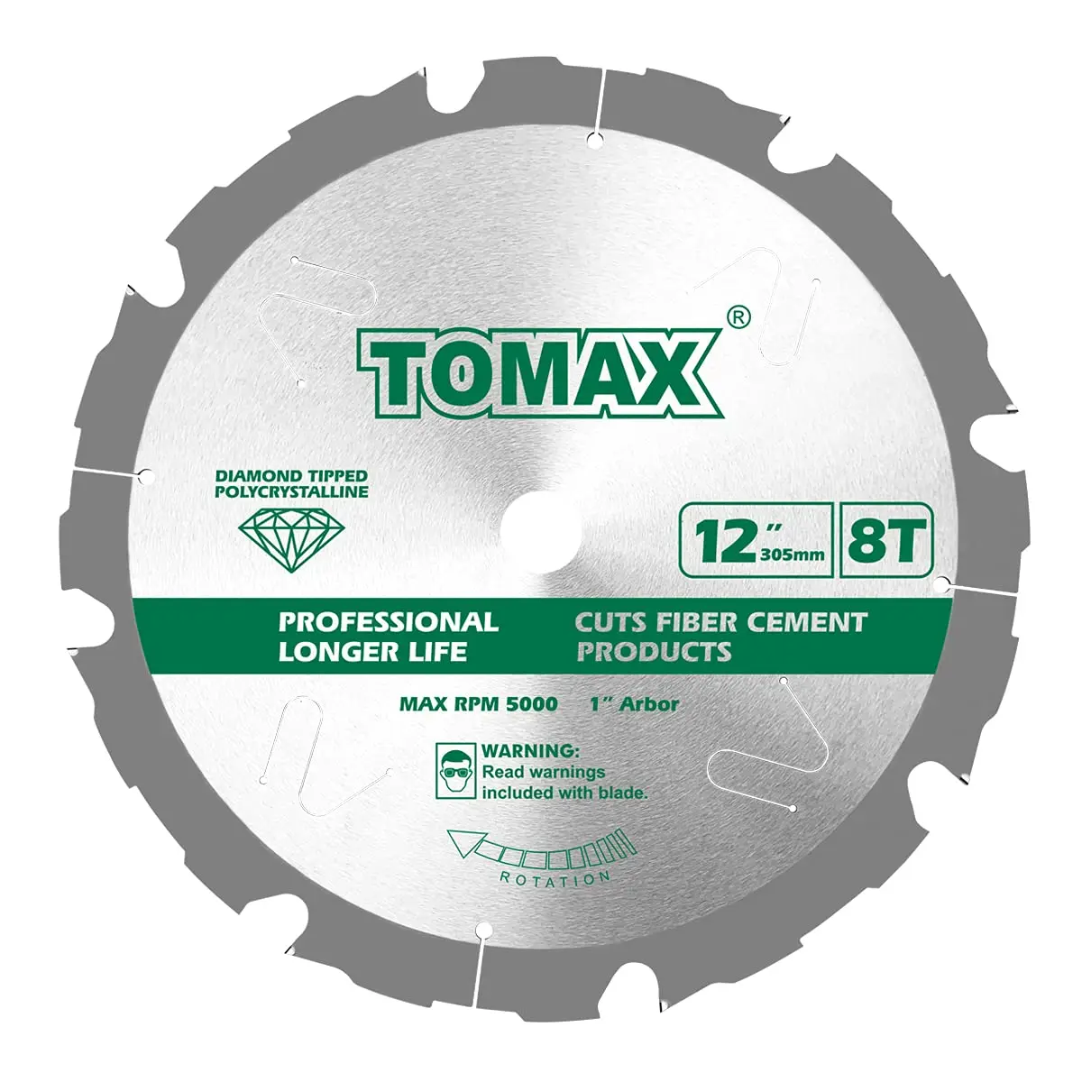 

12-Inch 8-Tooth PCD Hardie Fiber Cement Saw Blade with 1-Inch Arbor for Precise Cutting