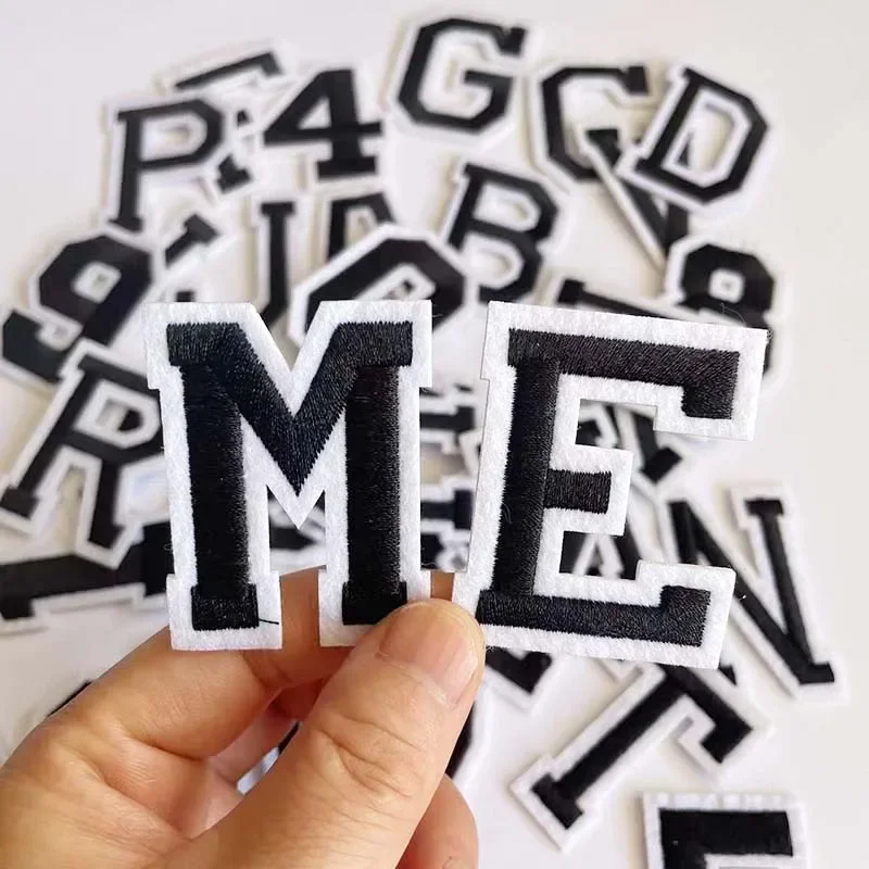 A~Z Alphabet Letters,0~9 Numbers Applique Clothes Sticker,Black Letter Badges Fabric Embroidery Iron on Patches, Jersey,uniform