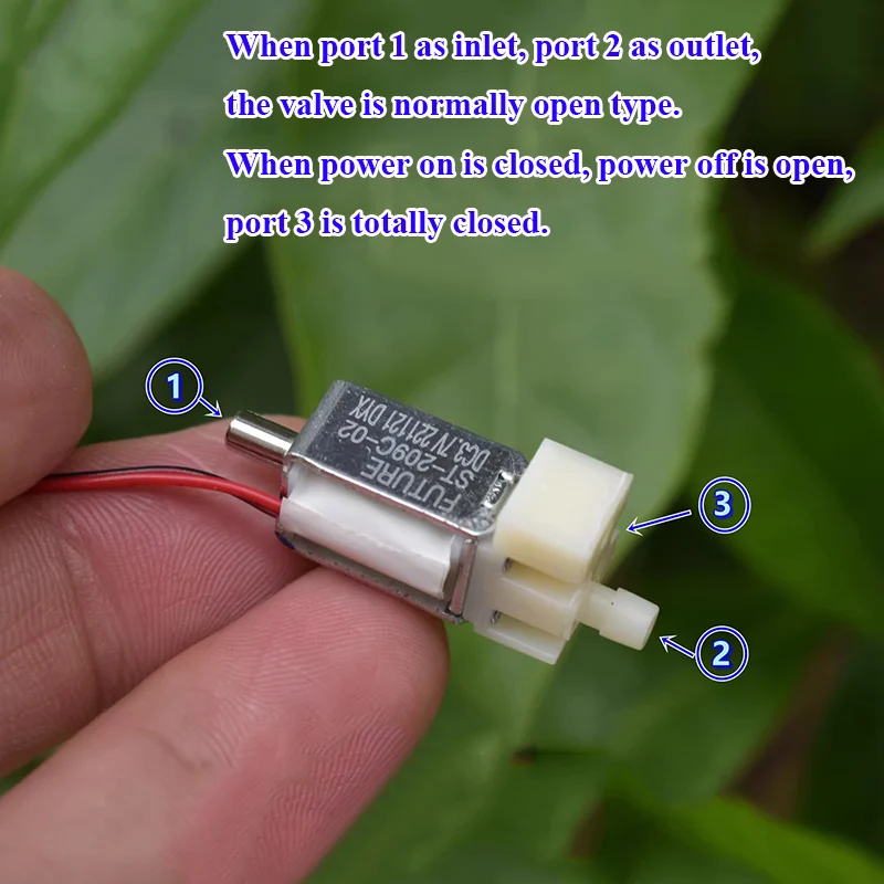 ST-209C-02 DC 3.7V 2-Position 3-Way Mini Solenoid Valve Normally Open Type Air Flow Control Valve