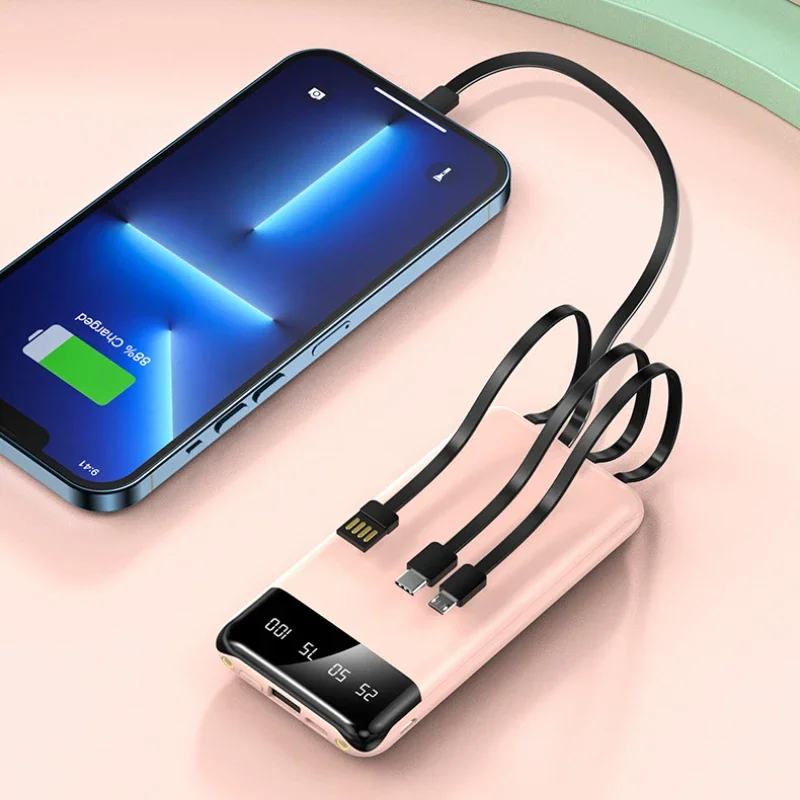 Étuis de chargeur de batterie portable, affichage à écran miroir, banque d'alimentation à 4 fils, Samsung, Huawei, Xiaomi, iPhone, 50000mAh, nouveau