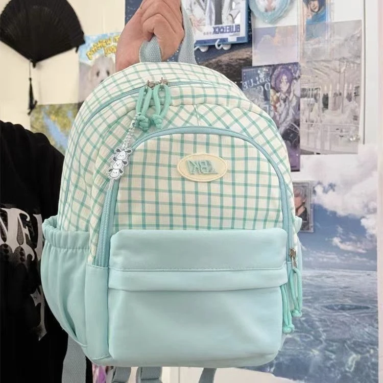 Fashion Cute Plaid Backpack Large-capacity Student Schoolbag Textbook Storage Bag Travel Commuter Backpacks Satchels Woman Bags