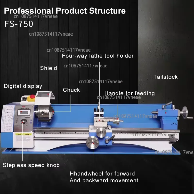 Fusai FS-750 New Model Mini Metal Bench Lathe Machine 1100W Horizontal 220v Medium Duty Core Motor Manual High MT3 Spindle