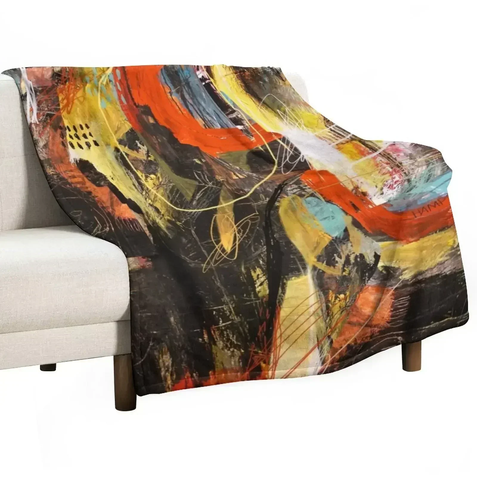 The Family Fire - Abstract Painting Throw Blanket For Sofa Thin Bed linens Shaggy Luxury Designer Blankets