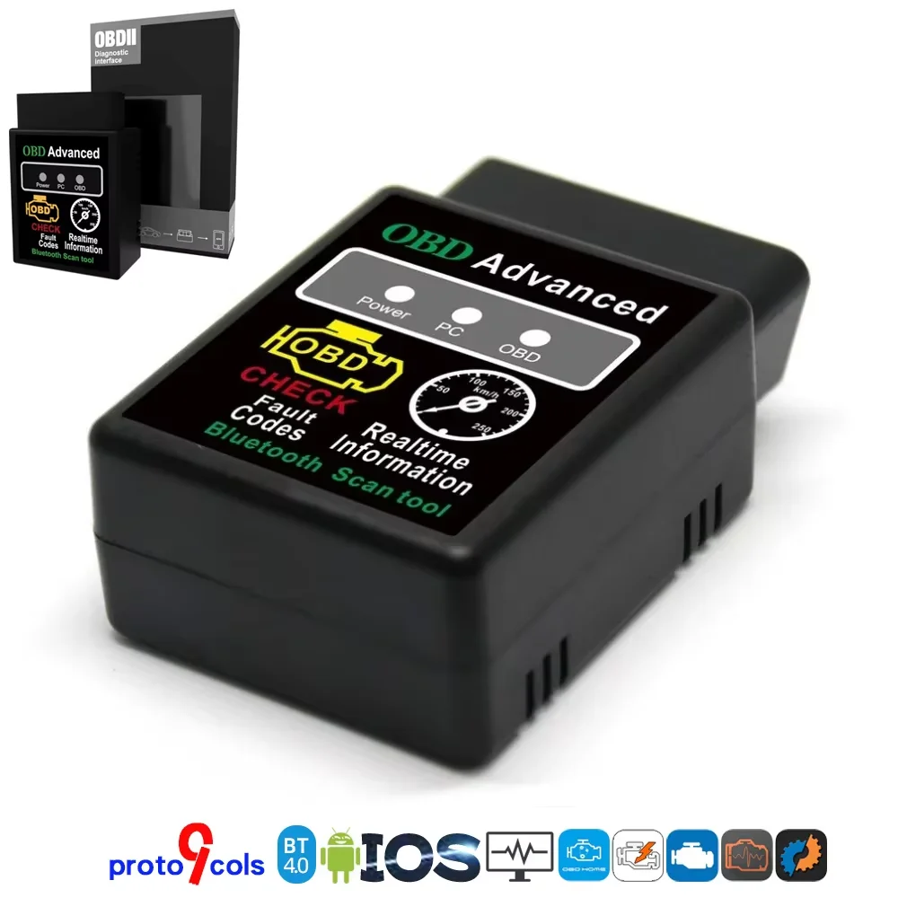 OBD V2.1 V1.5 Car Tester ELM327 Auto Scanner OBDII Bluetooth-compatible 5.1 Car Diagnostic Tool For IOS Android Windows Symbian