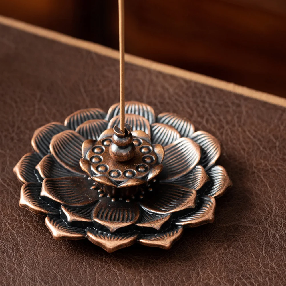 

Lotus Fragrance Insert Incense Burner Alloy Sticks Holder Decorations Desktop Ornament Compact Size Protect Furniture Bedroom