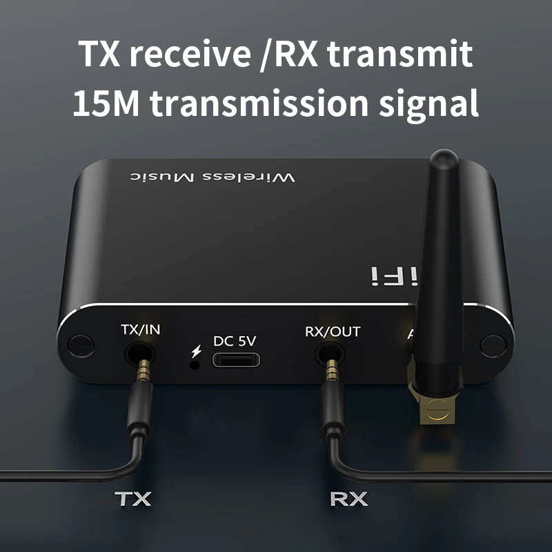 VAORLO pemancar penerima Audio Bluetooth 5.4, adaptor musik Stereo nirkabel Aux 3.5mm dengan Remote kontrol IR