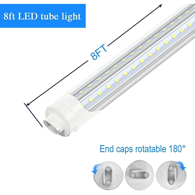 R17D/HO 8FT LED Bulbs -  Equivalent F96T12/DW/HO, Clear Cover, T8/T10/T12 Replacement, Dual-End Powered, Ballast Bypass