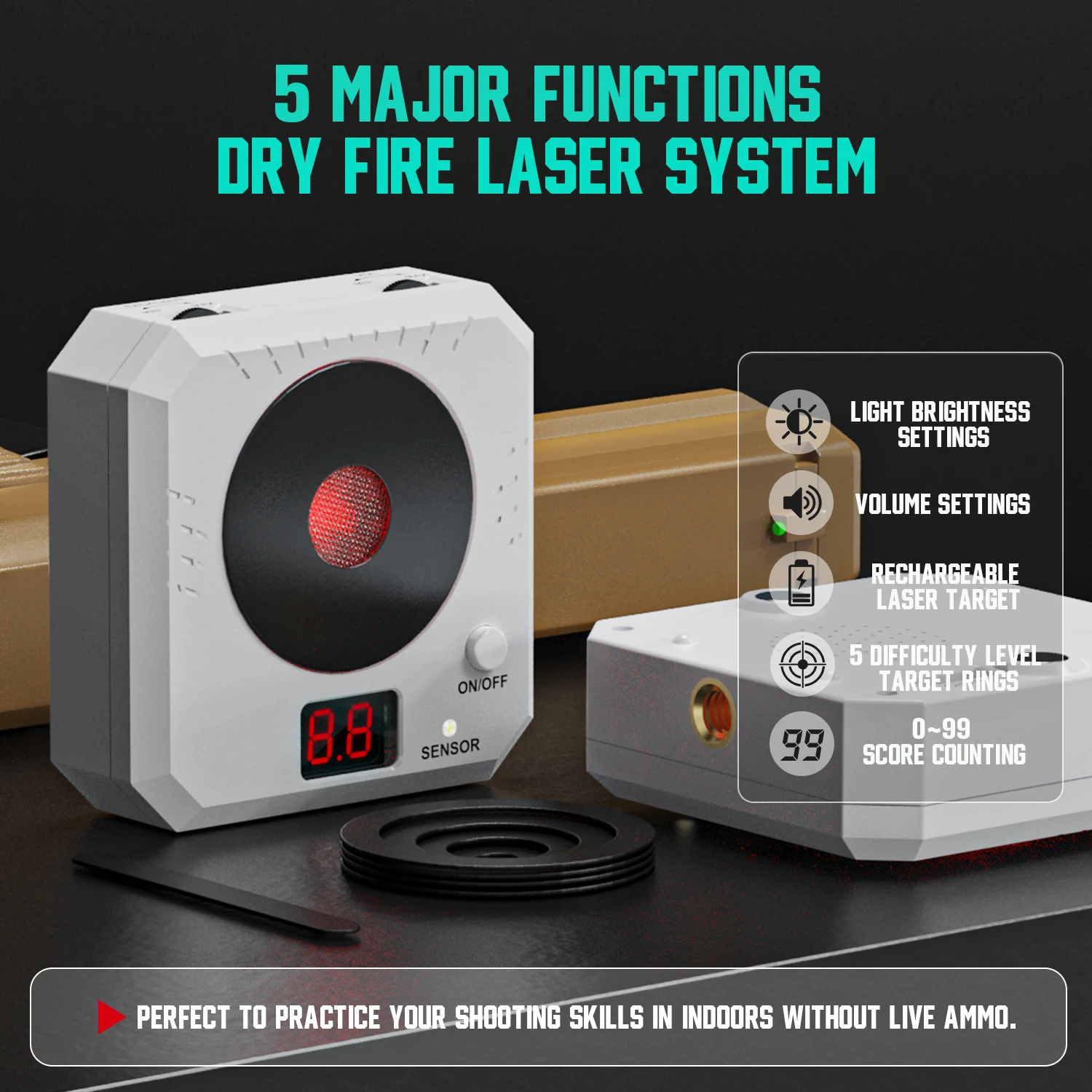 Infrared Induction Electronic Scoring Laser Target Color Sensitive Shooting Practice with Sound Effects Training Toy Equipment