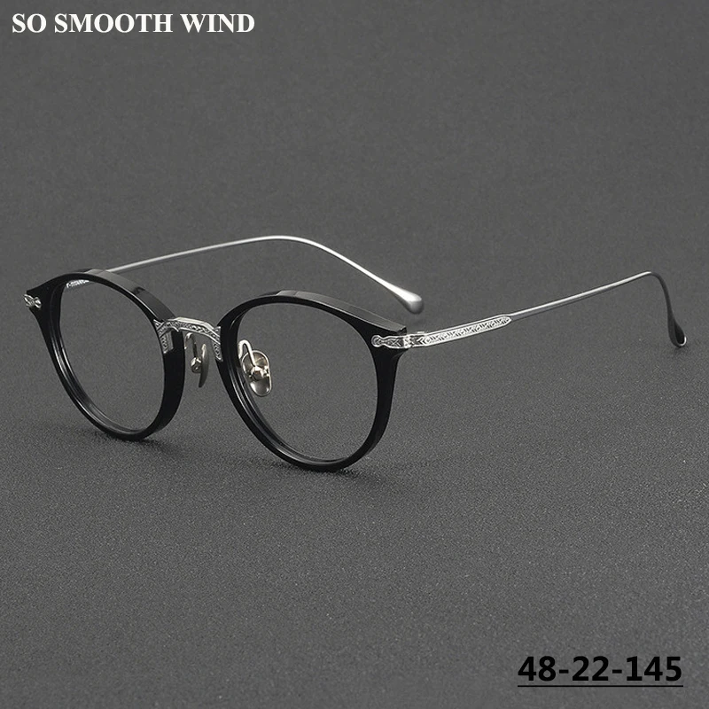 

Retro Acetate Oval Frame Eyeglasses Japanese Hand-carved Titanium Glasses Men Women Spectacle LO-102 Designer Ultralight Eyewear