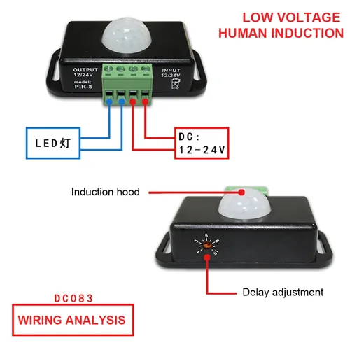 Imagen 2 del producto Interruptor de Sensor de movimiento LED, controlador de detección infrarroja corporal, Detector de movimiento PIR para tiras LED/bombillas, CC de 12V/24V