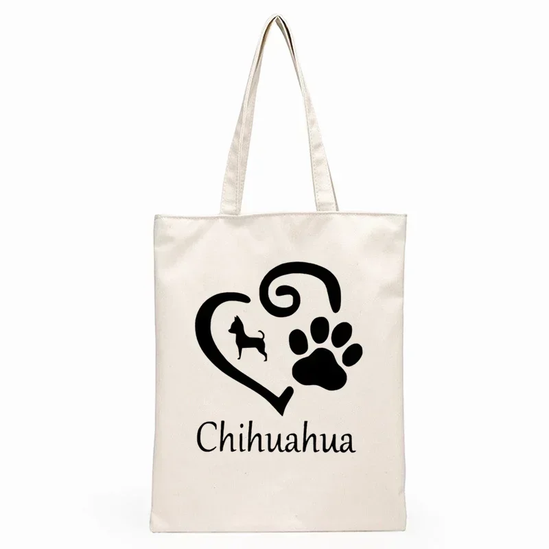 Chihuahua Dog Cute Graphic Hipster Cartoon Print Shopping Bags Girls Fashion Casual Pacakge Hand Bag