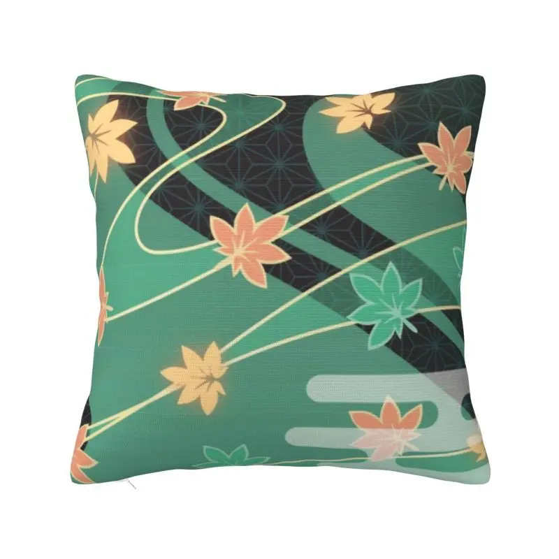 Kazuha Anemo Maple Pattern Cushion Cover 40x40cm Genshin Impact Anime Game Velvet Nordic Pillow Cases Home Decoration