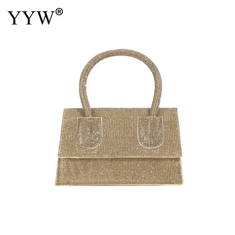 Fashion Rhinestone Evening Bag Sequins Glitter Clutches Wedding Purses Female Golden Party Mini Shoulder Tote Handbags For Women