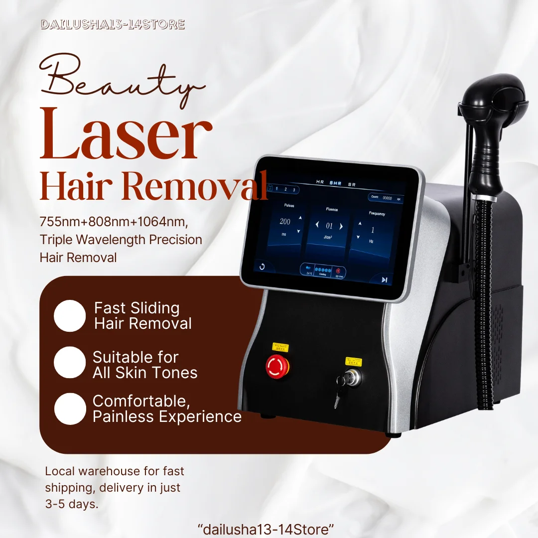 

Newest 808nm Diode Laser Hair Removal Machine Ice Titanium Nd YAG Laser Painless Permanent Hair Removal 755 808 1064NM