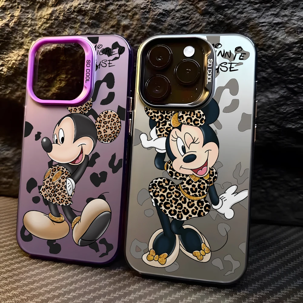 Disneys Minnie Mickeys Leopard Phone Case for Samsung Galaxy S26 S25 Edge S24 S23 S22 S21 FE S20 Ultra Plus 5G Silver Hard Cover
