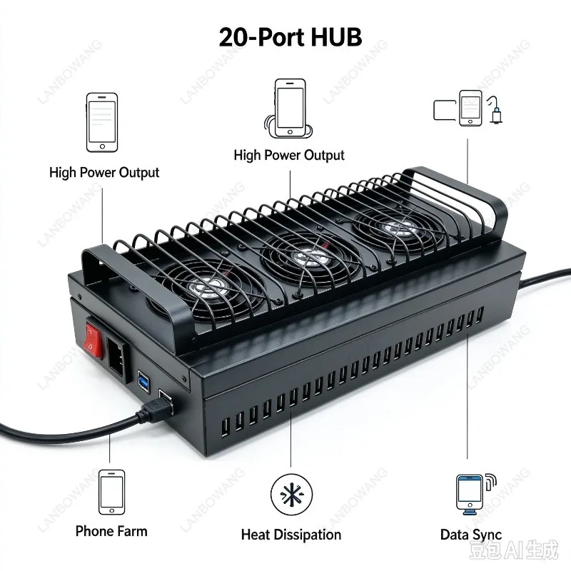 Suitable for 20-port High-power HUB Splitter Mobile Phone Screen Projection