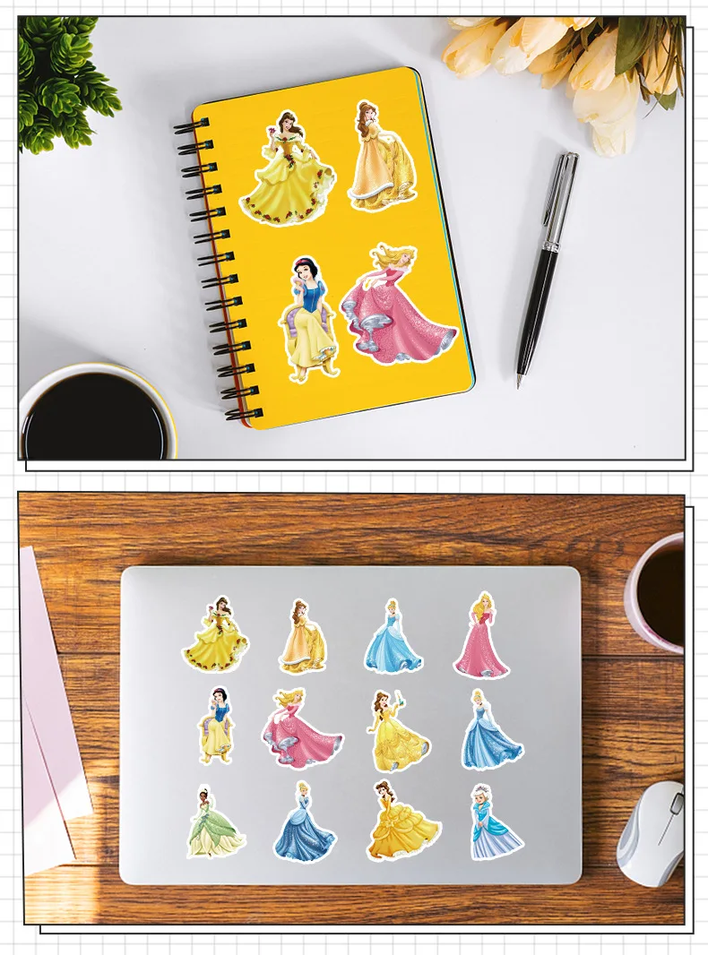 50PCS Cute Cartoon Disney Princess Graffiti Stickers Bottle Phone Scrapbooking Diary Luggage Stationery Sticker for Girls Kids