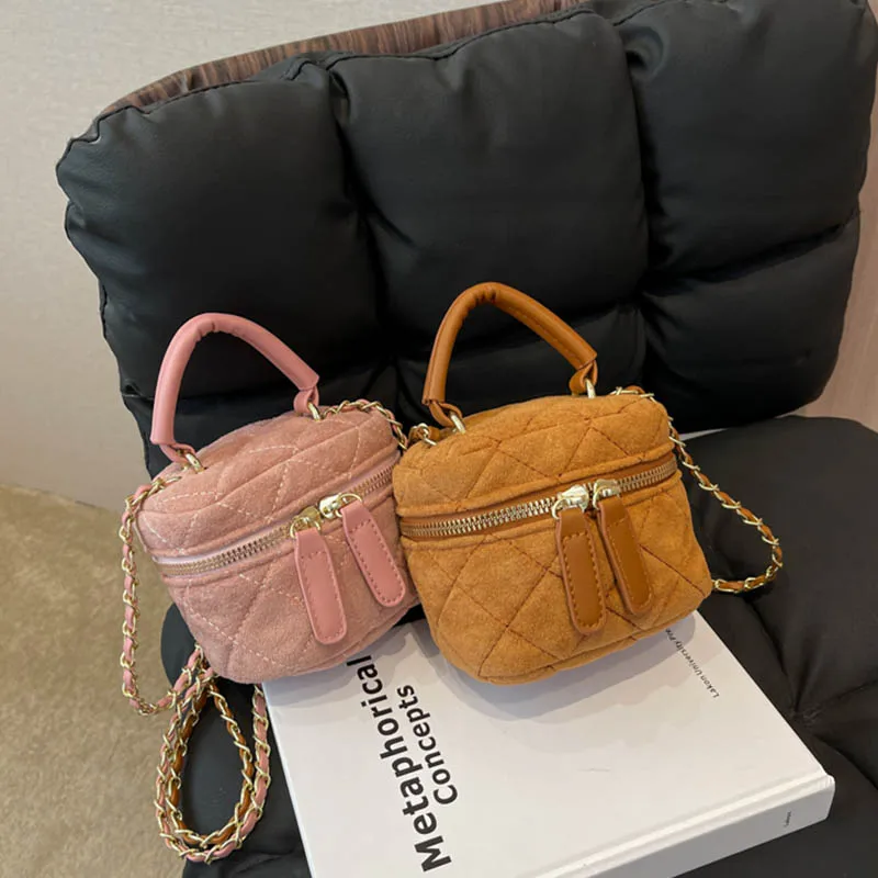 حقيبة يد قطيفة خفيفة صغيرة الحجم ماسية للجنسين، حقيبة كتف كروسبودي، سلسلة دلو، محفظة نسائية