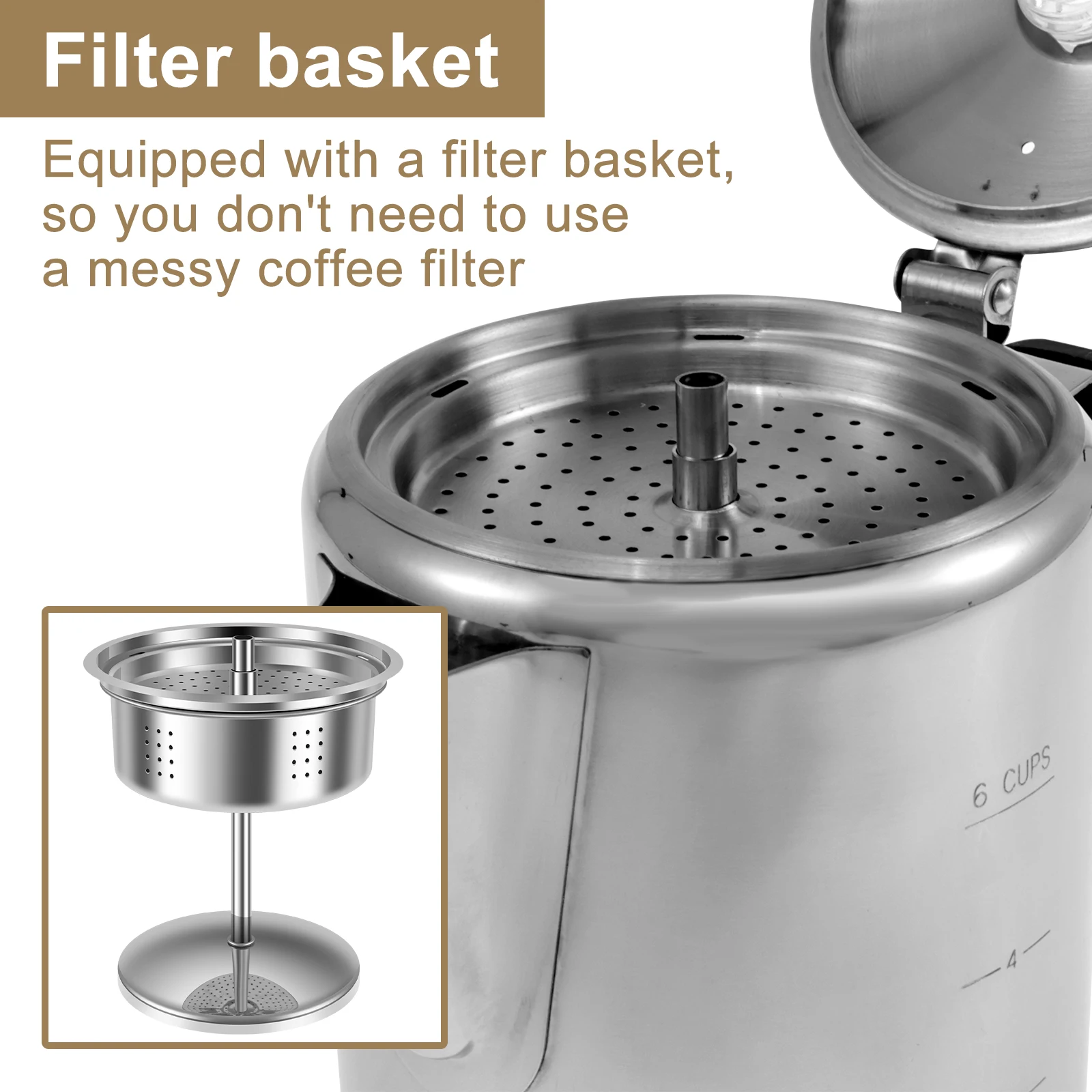 Aço inoxidável coador de café  - Camp Percolator Coffee avaliação e preço