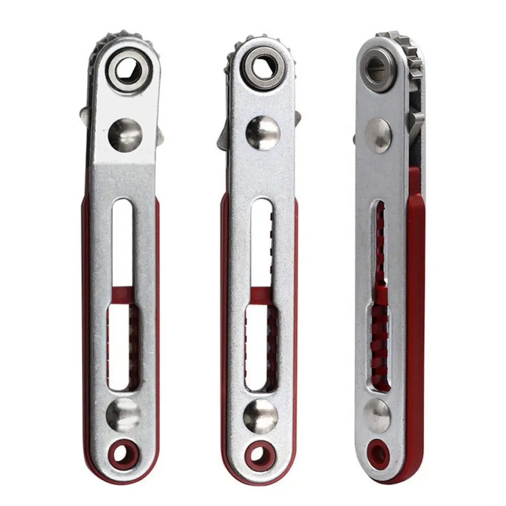 Mini Ratelsleutel Schroevendraaier 1/4 Inch Drive Socket Hex Schroevendraaier Bit Dual-Drive Hoofd Ratelsleutel Tool Met Twee heads